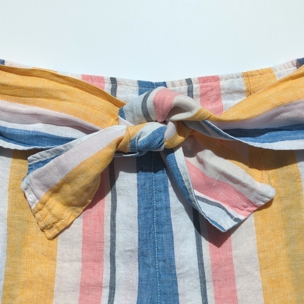 C&C California Multicolor Striped Lightweight Linen High Waisted Summer Shorts 8 - Picture 3 of 12
